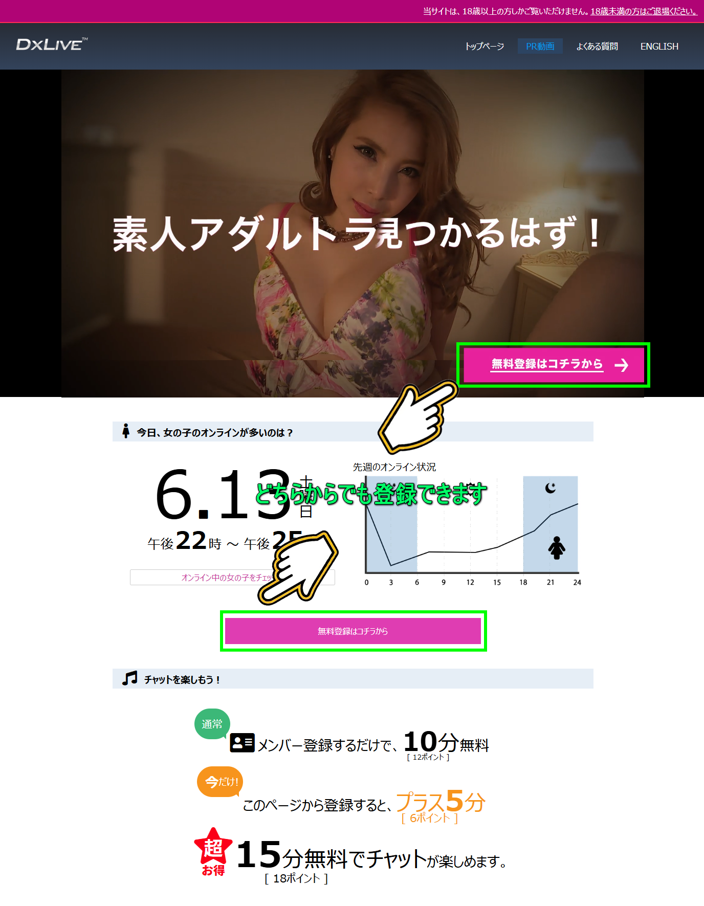 DXLive 登録ページ・無料登録はコチラからボタン