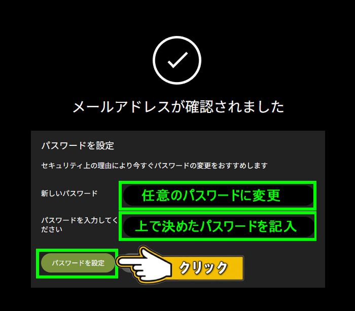 Stripchat パスワード設定画面